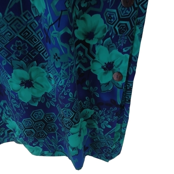 Vintage Dress R&K Sleeveless Shift Floral Tropical Open Side Button Up - Picture 13 of 15